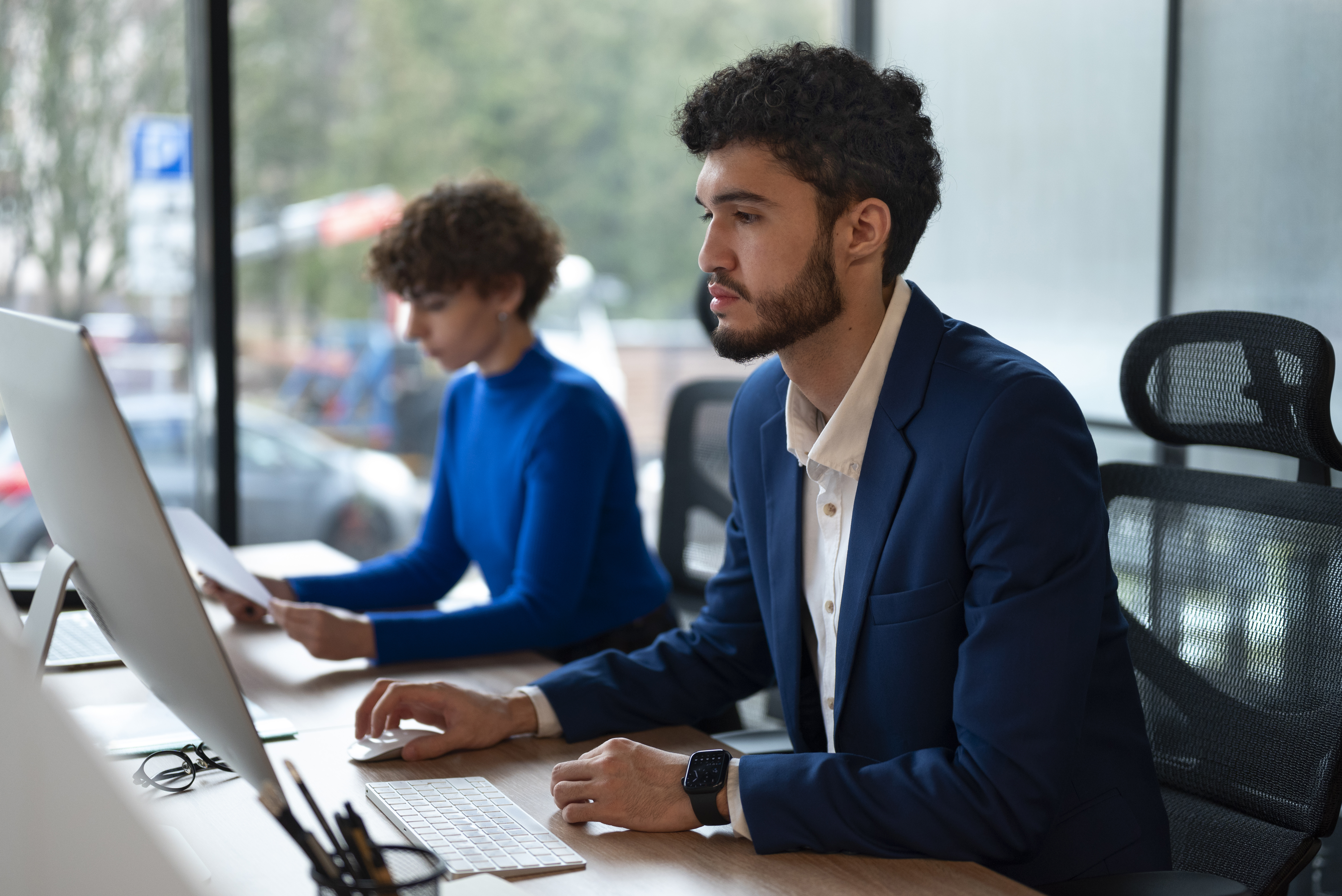 Developers collaborating on IT solutions